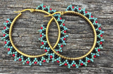 Picasso turquoise beaded hoop earrings