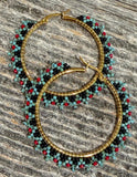 Picasso turquoise beaded hoop earrings