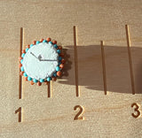 Goldstone with turquoise & brown Toho beaded small stud earrings