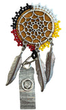 Copper Beaded Badge Reel, Native American Beadwork ID Holder