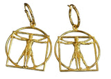 Vitruvian Man Hoop earrings, art earrings, art hoop earrings