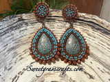 Goldstone sunset dangle earrings
