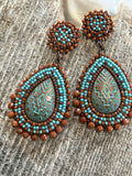 Goldstone sunset dangle earrings