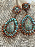 Goldstone sunset dangle earrings