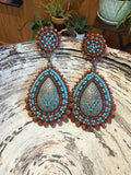 Goldstone sunset dangle earrings