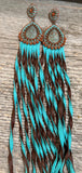 Goldstone sunset leather fringe earrings