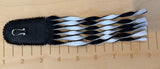 Beaded Native American fringe inlay earrings, black and white fringe earrings