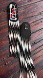 Beaded Native American fringe inlay earrings, black and white fringe earrings