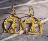 Vitruvian Man Hoop earrings, art earrings, art hoop earrings