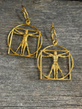 Vitruvian Man Hoop earrings, art earrings, art hoop earrings