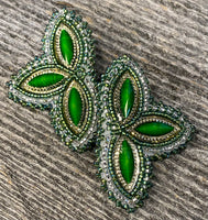 Olive Khaki green beaded earrings