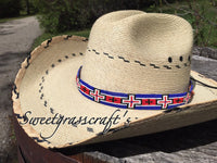 Beaded Cowboy Hat band, Western hatband, western wear, rodeo, Navajo Cross hat band