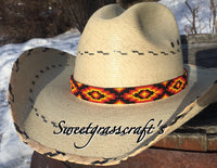Beaded black Cowboy Hat band, black & red hatband, Native American Beaded Cowboy Hat band, Western wear, Rodeo wear