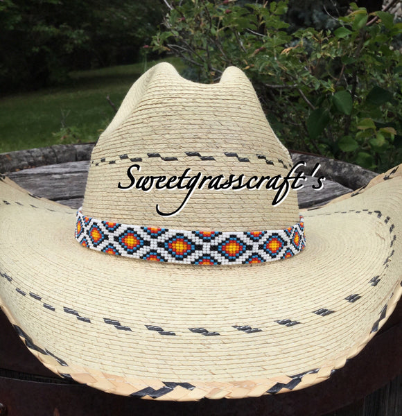 Beaded Cowboy Hat Band, Native American Beaded Cowboy Hat band, Western Hat Band, western fashion