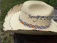 Beaded Cowboy Hat Band, Native American Beaded Cowboy Hat band, Western Hat Band, western fashion