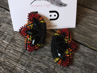 Native American beaded fire earrings, Yellow beaded earrings, orange butterfly earrings, beaded earrings, Powwow earrings