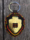 Beaded arrowhead keychain, Black keychain, Native key chain, Native American Beadwork, arrowhead keychain, Indigenous keychain