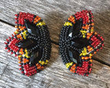 Native American beaded fire earrings, Yellow beaded earrings, orange butterfly earrings, beaded earrings, Powwow earrings