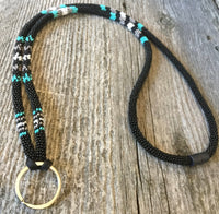 Choose your color! Beaded black lanyard, safety lanyard, breakaway lanyard, beaded badge holder, pass holder, beaded ID holder