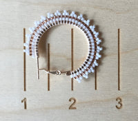 1 1/2” inch rose gold & white beaded hoop earrings, beaded rose gold hoop earrings, summer earrings, white hoops