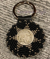 Beaded buffalo nickel keychain-color choice