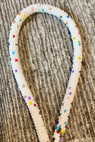 Confetti Beaded key chain, 6” wristlet beaded keychain, Beaded wristlet, beaded key fob, Sprinkles, white wristlet