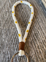 Beaded sunflower key chain, 8” wristlet beaded keychain, Beaded wristlet, beaded key fob, Flower wristlet