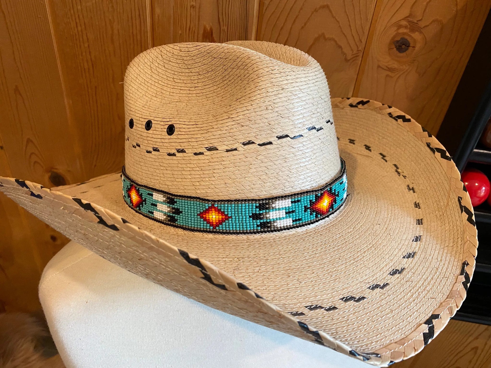 Dark Metallic Feather & Turquoise Slab Hat Band + Choice of Hat 986d