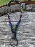 Beaded Aurora key chain, 6” wristlet beaded keychain, Beaded wristlet, beaded key fob, Native Beadwork,  Northern lights wristlet