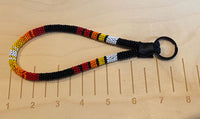 Beaded key chain, 6” wristlet beaded keychain, Beaded black wristlet, beaded key fob, wristlet