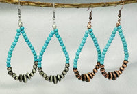 Turquoise howlite oval hoop earrings