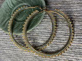 3 inch gulden turquoise & gold hoops, turquoise spike hoop earrings