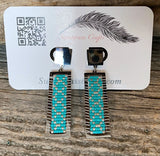 Stainless steel silver & turquoise rectangle earrings