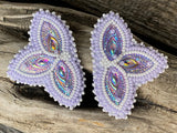 Lavender luster beaded earrings, Native American beaded earrings, Indigenous beadwork, beaded earrings, unique earrings