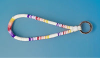 Beaded opal key chain, 7” wristlet beaded keychain, shades of opal wristlet