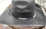 Black & white round beaded hatband, Indigenous beaded round necklace