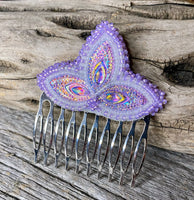 Native American beaded hair comb, Hair comb, Girls regalia, hair accessory, beaded comb, wedding comb, beaded lavender comb