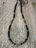 Black & grey round beaded hatband, Indigenous beaded round necklace