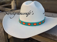 Beaded turquoise hat band