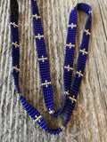 Royal blue & silver Navajo Cross beaded hat band