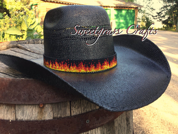 flame beaded hat band