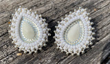 Small white teardrop earrings
