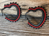 Black heart hoop earrings- 1 1/2” inch