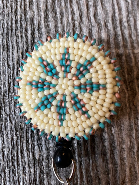 Turquoise beaded badge reel – Sweetgrass Crafts