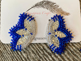 vibrant blue mardi gras earrings