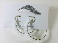 2" inch white beaded hoop earrings