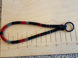 Beaded key chain black, grey & red