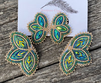 Green & gold Mardi Gras earrings